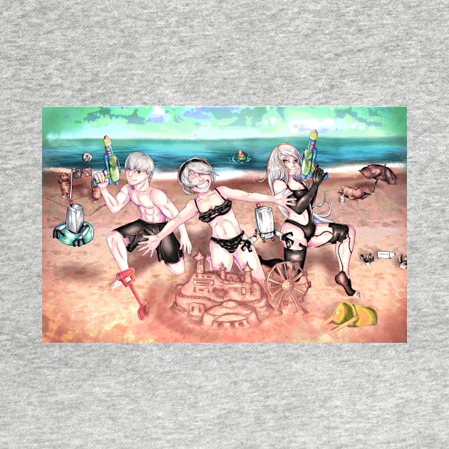 Nier Automata Beach Party by Arcanekeyblade5